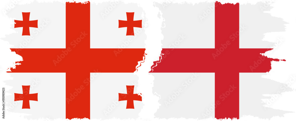 Fototapeta premium England and Georgia grunge flags connection, vector