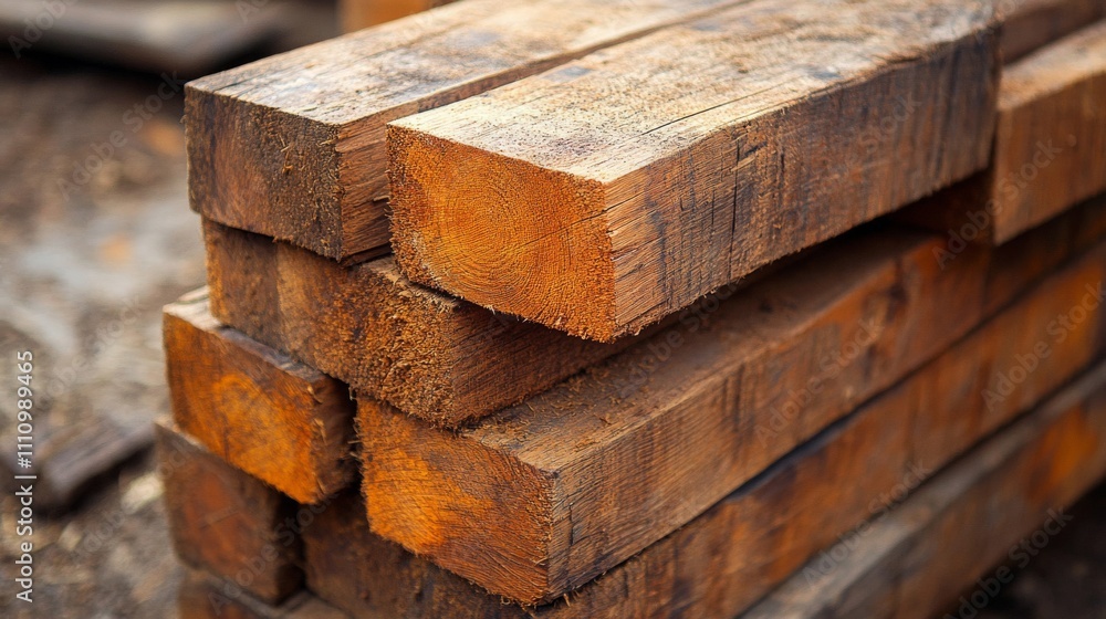 Stack of Rough-Hewn Wooden Beams Stack of Rough-Hewn Wooden Beams