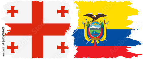 Ecuador and Georgia grunge flags connection, vector