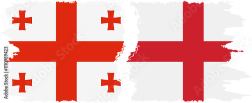 England and Georgia grunge flags connection, vector