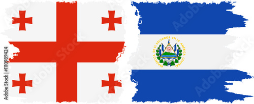 El Salvador and Georgia grunge flags connection, vector