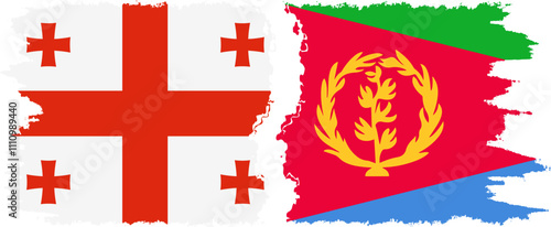 Eritrea and Georgia grunge flags connection, vector