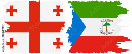 Equatorial Guinea and Georgia grunge flags connection, vector