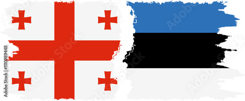 Estonia and Georgia grunge flags connection, vector