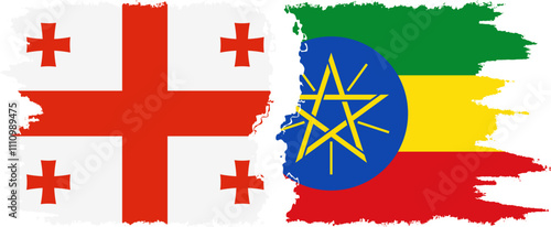 Ethiopia and Georgia grunge flags connection, vector