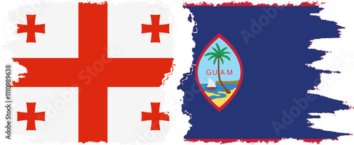 Guam and Georgia grunge flags connection, vector