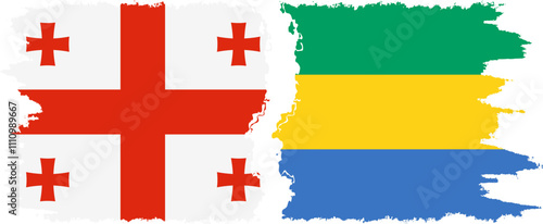Gabon and Georgia grunge flags connection, vector