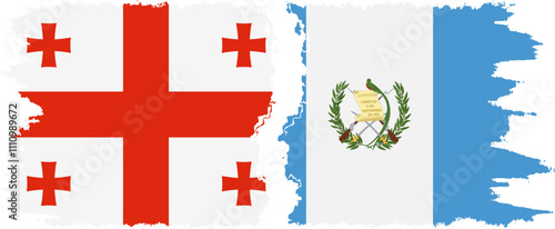 Guatemala and Georgia grunge flags connection, vector