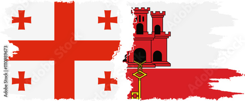 Gibraltar and Georgia grunge flags connection, vector