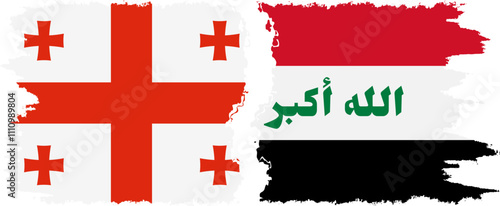 Iraq and Georgia grunge flags connection, vector