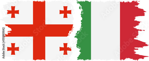 Italy and Georgia grunge flags connection, vector