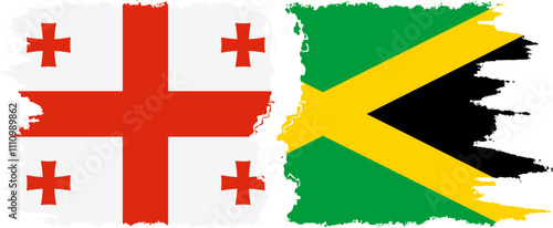 Jamaica and Georgia grunge flags connection, vector