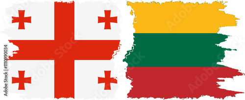 Lithuania and Georgia grunge flags connection, vector