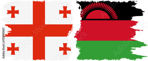 Malawi and Georgia grunge flags connection, vector