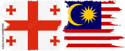 Malaysia and Georgia grunge flags connection, vector