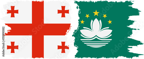 Macau and Georgia grunge flags connection, vector