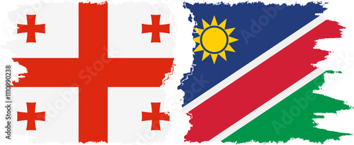 Namibia and Georgia grunge flags connection, vector