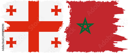 Morocco and Georgia grunge flags connection, vector