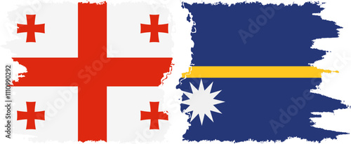 Nauru and Georgia grunge flags connection, vector