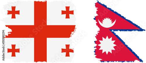 Nepal and Georgia grunge flags connection, vector