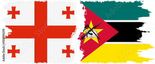 Mozambique and Georgia grunge flags connection, vector