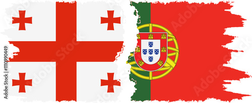 Portugal and Georgia grunge flags connection, vector