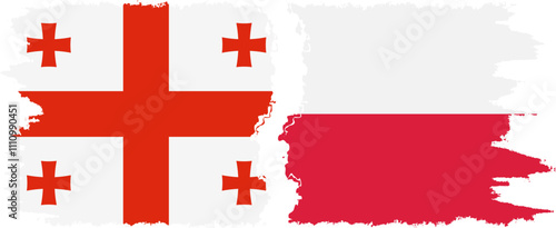 Poland and Georgia grunge flags connection, vector