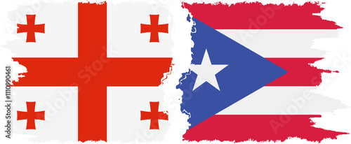 Puerto Rico and Georgia grunge flags connection, vector