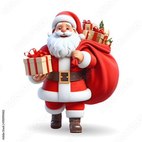 Wallpaper Mural 3D Santa Claus with Gift Bag and Presents – Christmas Holiday Character in Red Suit, Perfect for Festive Celebrations, Winter Themes, Holiday Decor, Santa Figurines, and Seasonal Greeting Card Designs Torontodigital.ca