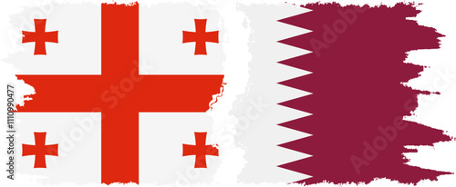 Qatar and Georgia grunge flags connection, vector