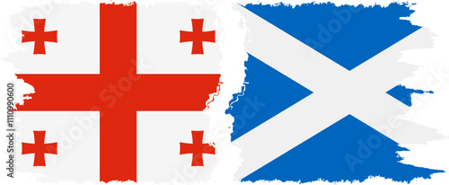 Scotland and Georgia grunge flags connection, vector