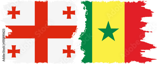 Senegal and Georgia grunge flags connection, vector