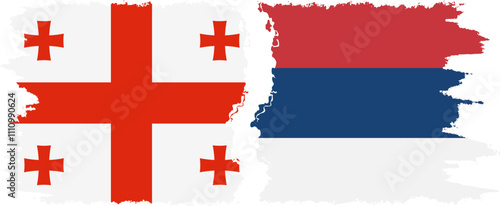 Serbia and Georgia grunge flags connection, vector