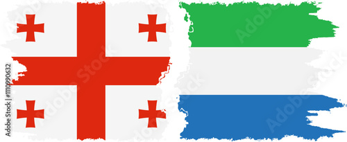 Sierra Leone and Georgia grunge flags connection, vector