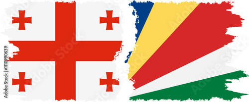 Seychelles and Georgia grunge flags connection, vector
