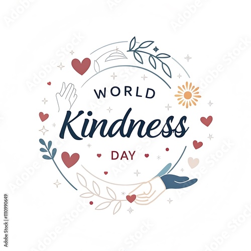 Random acts of Kindness Day. Cute happy Earth holding big heart.