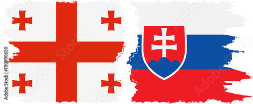 Slovakia and Georgia grunge flags connection, vector