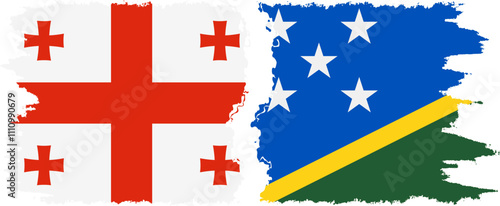 Solomon Islands and Georgia grunge flags connection, vector