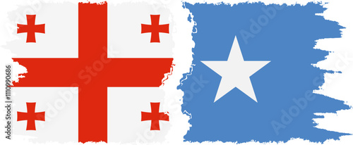 Somalia and Georgia grunge flags connection, vector