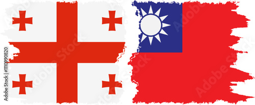 Taiwan and Georgia grunge flags connection, vector