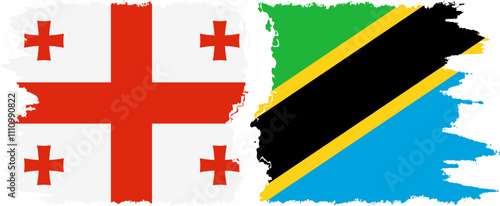 Tanzania and Georgia grunge flags connection, vector