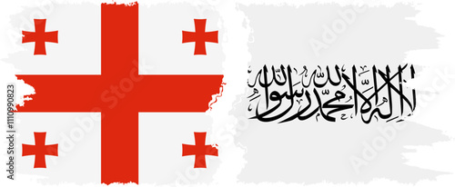 Afghanistan and Georgia grunge flags connection, vector
