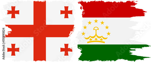 Tajikistan and Georgia grunge flags connection, vector