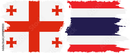 Thailand and Georgia grunge flags connection, vector