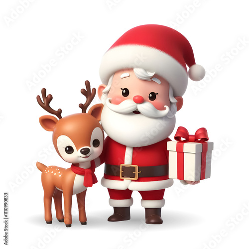 Wallpaper Mural Adorable 3D Santa Claus with Cute Reindeer Companion – Perfect Christmas Holiday Artwork for Festive Celebrations, Winter Themes, Greeting Card Designs, Holiday Decor and Santa & Reindeer Illustration Torontodigital.ca