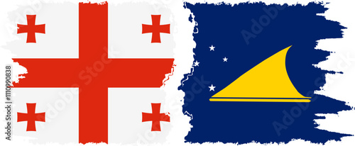 Tokelau and Georgia grunge flags connection, vector