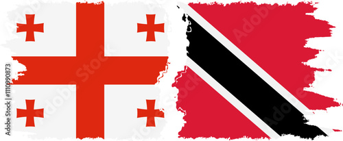 Trinidad and Tobago and Georgia grunge flags connection, vector