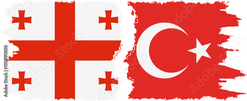 Turkey and Georgia grunge flags connection, vector
