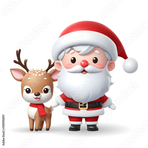 Wallpaper Mural Adorable 3D Santa Claus with Cute Reindeer Companion – Perfect Christmas Holiday Artwork for Festive Celebrations, Winter Themes, Greeting Card Designs, Holiday Decor and Santa & Reindeer Illustration Torontodigital.ca
