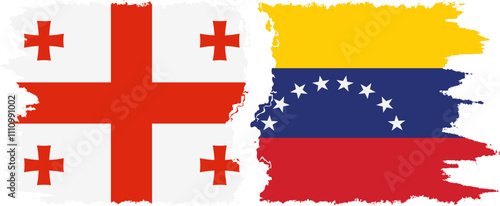 Venezuela and Georgia grunge flags connection, vector